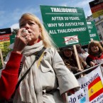 Thalidomide victims rallied against the German drugmaker Grunenthal in 2008, half a century after the company launched the notorious morning sickness pill.