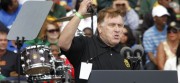 Teamsters Union President James Hoffa delivered a fierce anti-Tea Party speech to a Detroit crowd on Monday, shortly before President Obama took the stage.