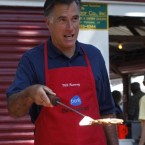 Mitt Romney flipping pork chops