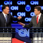 Mitt Romney and Rick Perry sparred during Tuesday's GOP presidential debate in Las Vegas, which proved to be far more testy than previous Republican face-offs.