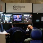 The Goldman Sachs booth at the New York Stock Exchange: The banking heavyweight's $428 million quarterly loss doesn't bode well for the New York City economy.