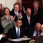 President Obama signs the Affordable Health Care for America Act into law on March 23, 2010: Now, the Supreme Court will decide whether "ObamaCare" is even constitutional.