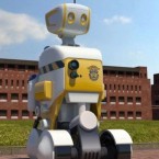 A prison-guard robot prototype that is being tested in South Korean to help reduce the work loads of human guards.