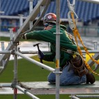 Temporary construction on Philadelphia's Citizens Bank Park: In December, the construction industry added jobs for the first time since 2006.