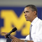 President Obama speaks to students at the University of Michigan on Friday: Obama promised to pressure Congress to help keep college affordable for all Americans.
