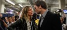 Tom Brady chats with wife Gisele Bundchen after losing to the New York Giants in Sunday's Super Bowl: The supermodel was caught on video criticizing Brady's teammates for dropping passes.