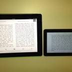 The Kindle Fire (right) next to the iPad: Sales of Amazon's cheaper, smaller tablet are gaining on the iPad's.
