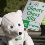 A climate change protester: Leaked documents from Chicago's Heartland Institute reveal the libertarian group is financing climate-change skeptics.