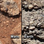 This set of images provided by NASA compares rounded gravel fragments found both on Mars (left) and Earth (right).