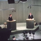 Richard Nixon (left) debates John F. Kennedy (right) during a live broadcast of their presidential debate on Oct. 21, 1960.