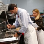 Today's burning political question: Are the dishes being washed by Paul Ryan and his wife Janna at this Ohio soup kitchen clean or dirty?