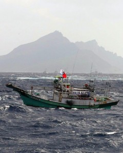 A Taiwanese fishing boat comes close to the disputed Senkaku Islands in the East China Sea on Sept. 25.