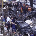 After one of Beirut's worst bombings in years, Lebanese soldiers inspect leftover debris from the blast that killed eight and wounded dozens.