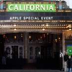 The California Theater is decorated for the endlessly hyped Apple iPad Mini event in San Jose, Calif., on Oct. 23.