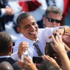 President Obama greets voters after speaking at a campaign rally in Delray Beach, Fla., on Oct. 23: The incumbent's campaign that it has the most sophisticated get-out-the-vote operation in U.S. history.