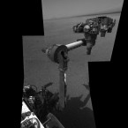 A composite image of NASA's Mars rover shows Curiosity extending its robotic arm for the first time, on Aug. 20.