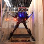 Pet-Proto, the military's human-like robot, navigates a pit of potential danger in an obstacle course.