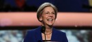 Elizabeth Warren speaks at the Democratic National Convention: The Democratic nominee has a slim lead over Scott Brown in the Massacusetts Senate race.