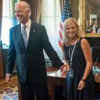 Vice President Joe Biden and Amy Poehler goof around on the set of Parks and Recreation.
