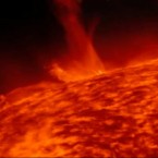 An explosion of plasma on the sun's surface during a violent storm on Nov. 16.