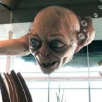 A giant sculpture of Gollum, a character from The Hobbit, welcomes visitors at the Wellington Airport in New Zealand.
