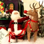 Decorative Santa Claus and his trusty, rather recent, sidekick Rudolph the Red-Nosed Reindeer