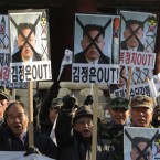 South Koreans protest at an anti-North Korea rally following the North's launch of long-range missile on Dec. 12.