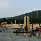 Equipment used for fracking is seen in South Montrose, Pennsylvania.