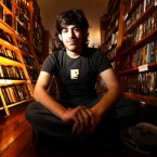 The late Aaron Swartz in a San Francisco bookstore on Feb. 4, 2008.