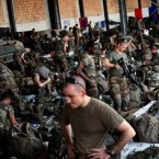 French troops gather in a hangar at the airport in Bamako, the capital of Mali, Jan. 15.