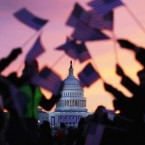 Early birds gather near the U.S. Capitol for Obama's second inauguration.