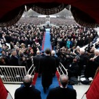President Obama arrives at the ceremonial swearing in at the Capitol on Jan. 21.